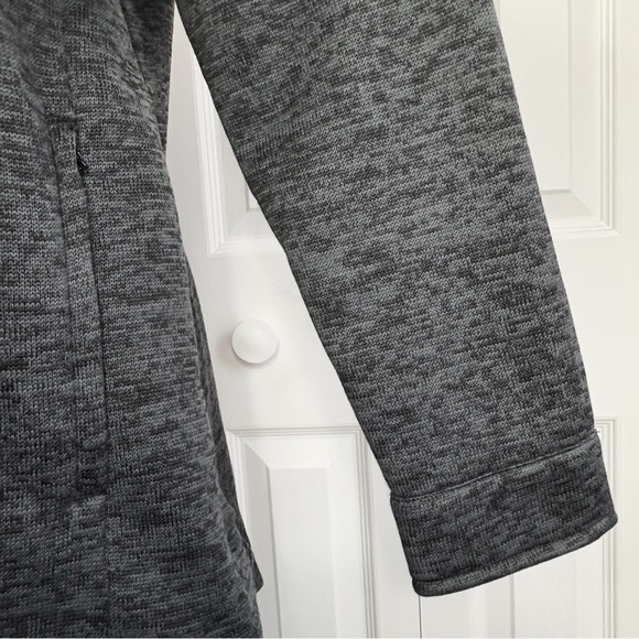 Lands' End Heathered Black Utility Snap Front Long Sleeve Shacket Jacket - Picture 7 of 16